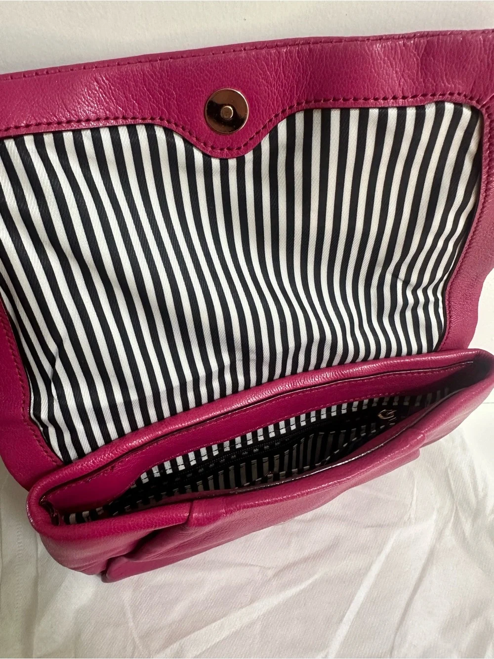 Authentic kate spade Magenta Leather Fold-Over Clutch with Gold Logo